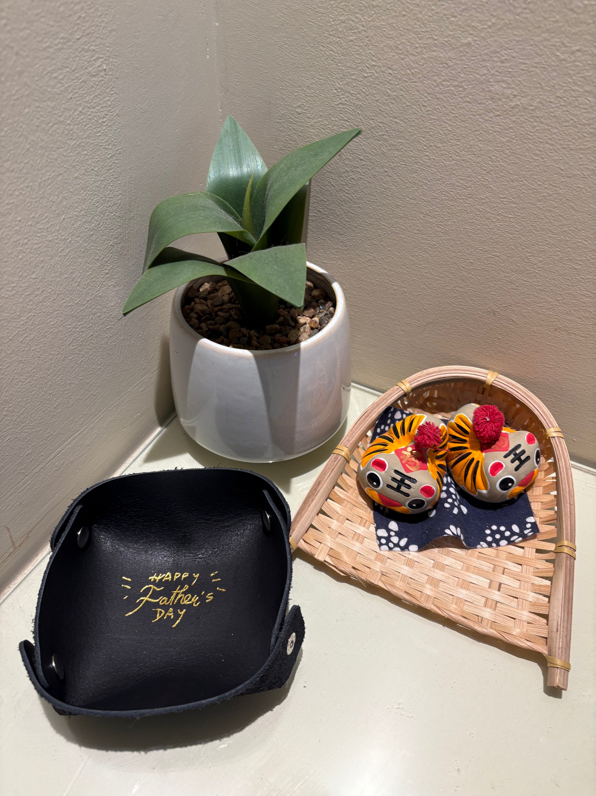 Set of 2  - Personalized Leather Valet Tray