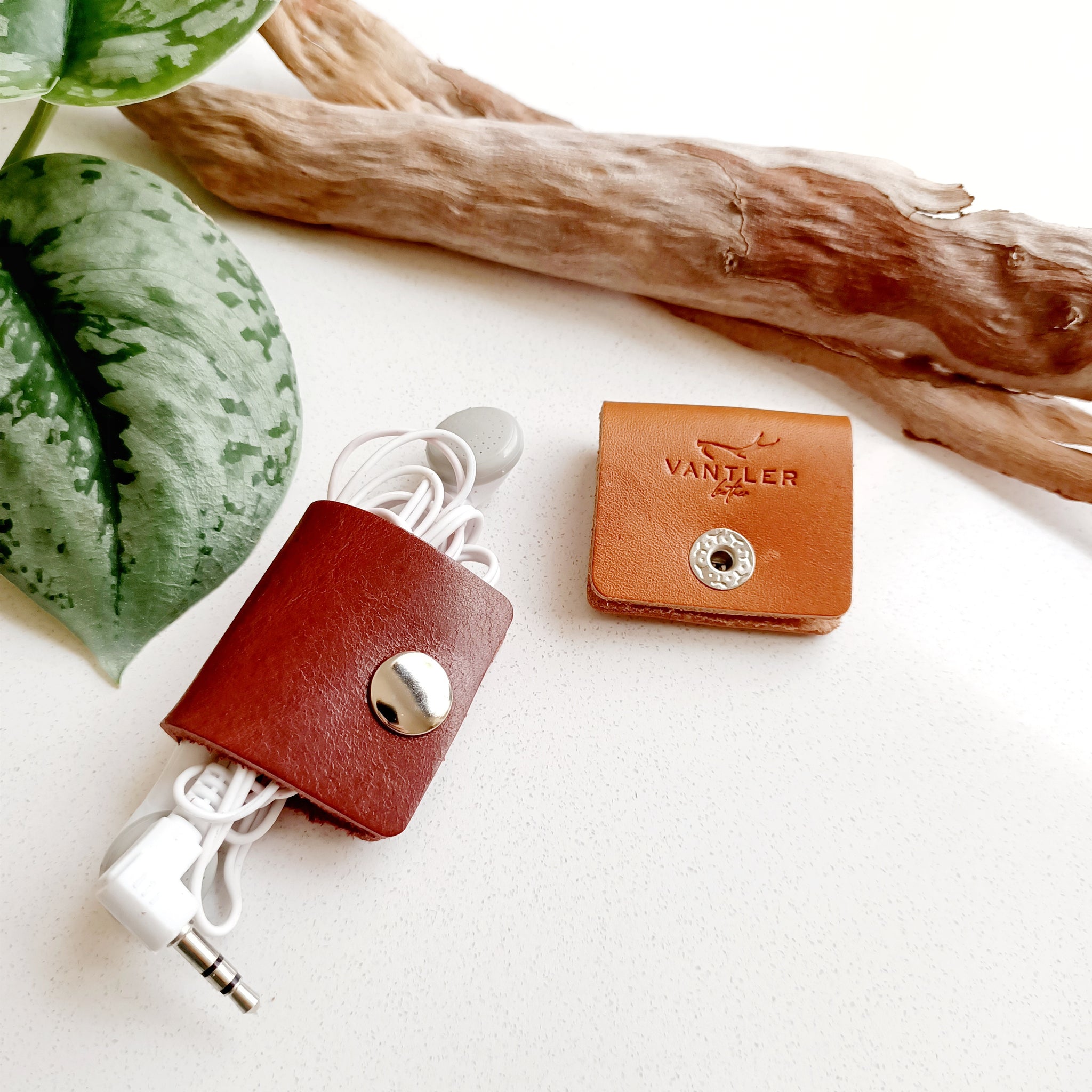 Square Leather Cord Organiser - Set of 2