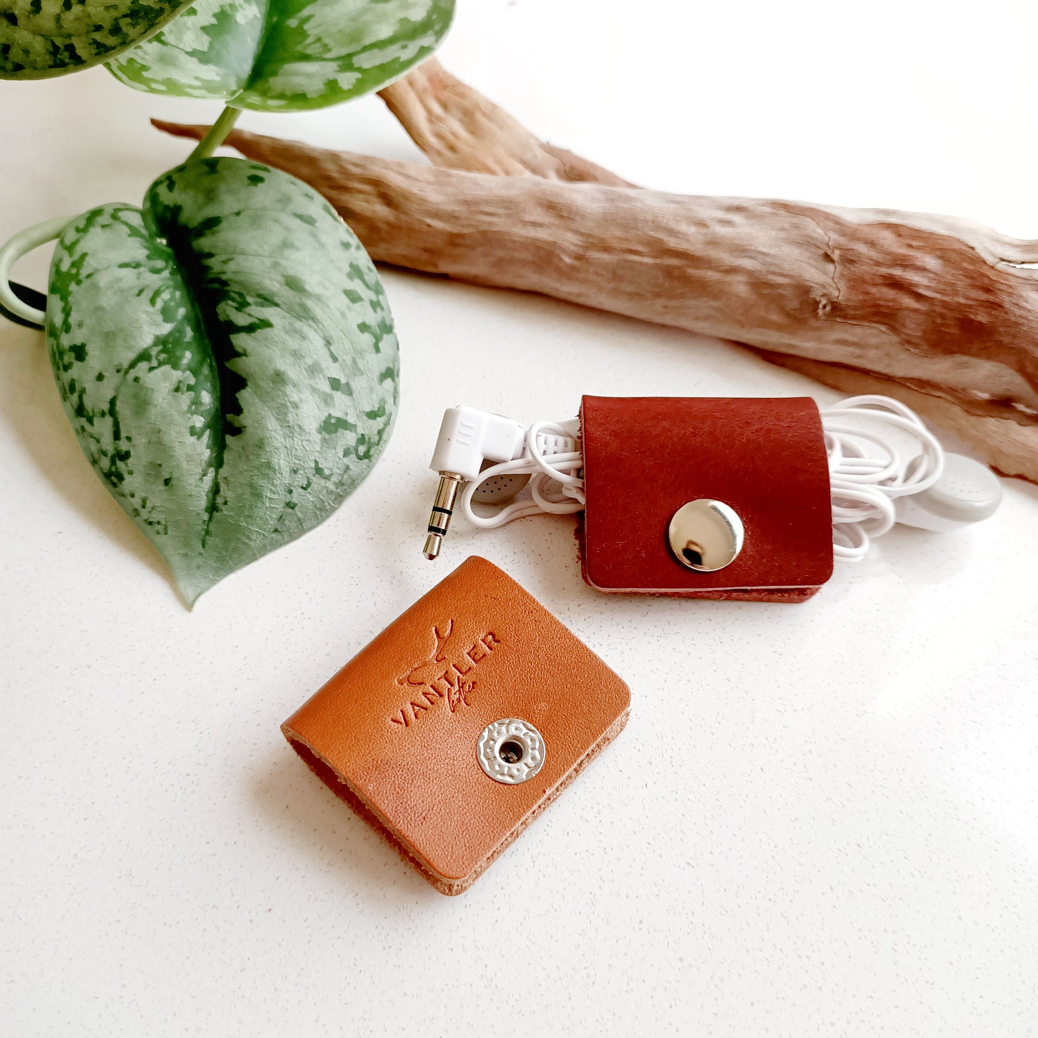 Square Leather Cord Organiser - Set of 2