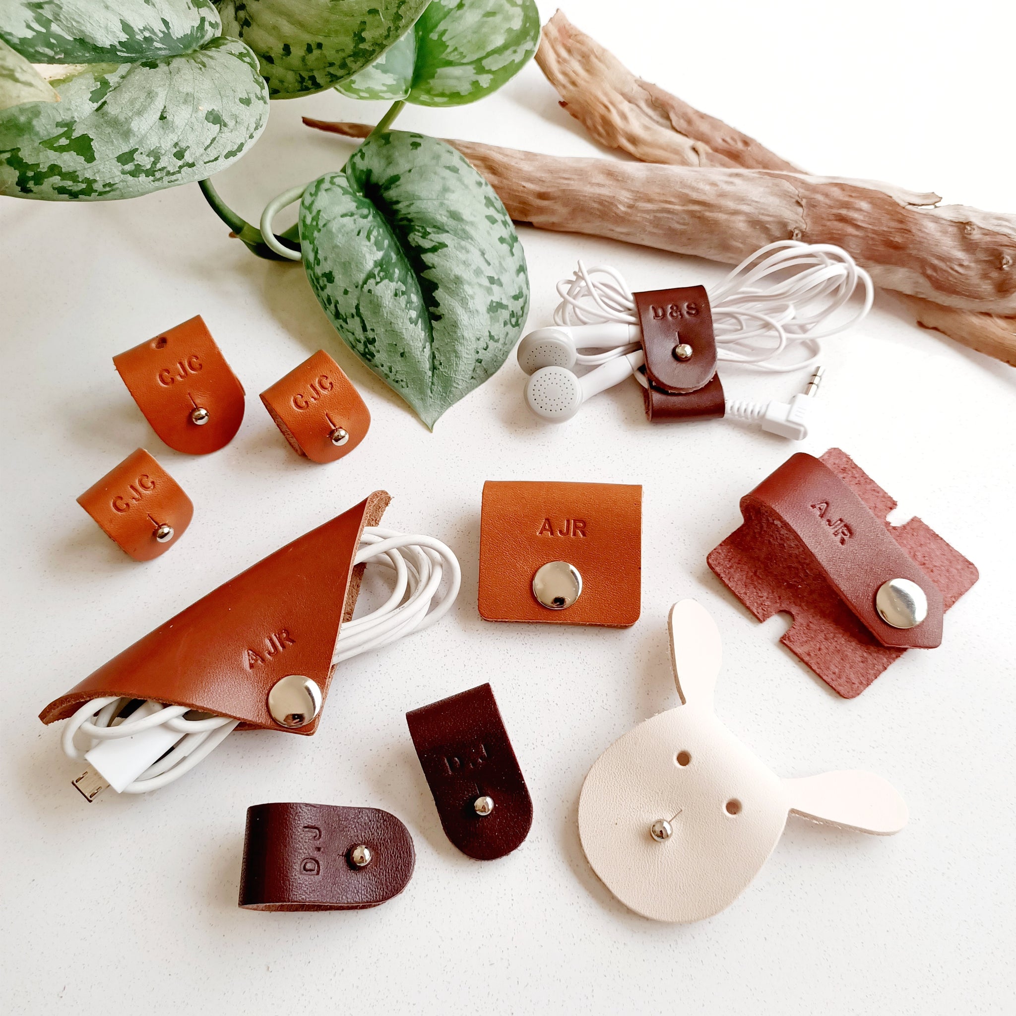 Leather Cord Organisers - Set of 2