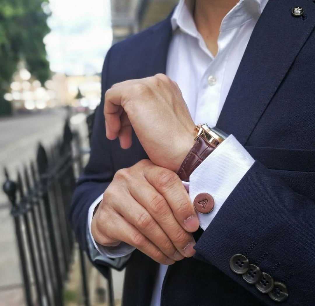 Leather Cufflinks (1 initial)