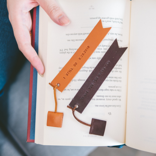 Leather Bookmark with Tag