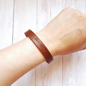 Personalised Leather Bracelet - Custom Mens Bracelet - Third Anniversary Gifts for Men - Gifts for Him Boyfriend Dad - Gifts under 20