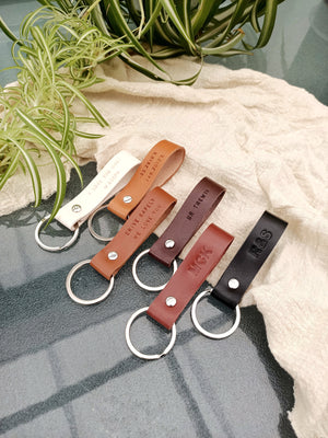Personalised Leather Keyring - Personalised Keychain