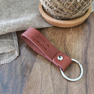 Personalised Leather Keychain- Front and back