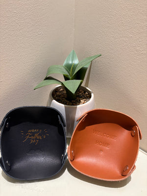 Set of 2  - Personalized Leather Valet Tray