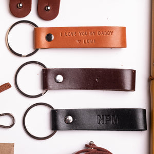 Personalised Leather Keychain- Front and back