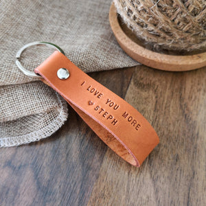 I Love You More Leather Keychain
