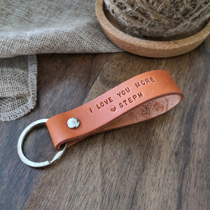 I Love You More Leather Keychain