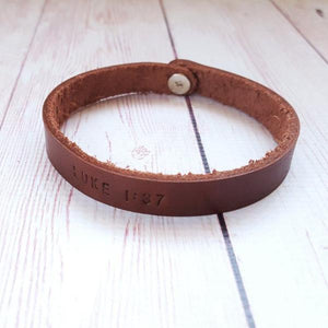 Personalised Leather Bracelet - Custom Mens Bracelet - Third Anniversary Gifts for Men - Gifts for Him Boyfriend Dad - Gifts under 20
