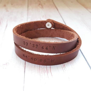 Personalized Leather Bracelet - Custom Message Double Wraps Bracelet - Gifts for boyfriend - Couple bracelets - Anniversary Gifts